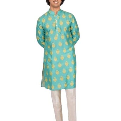 Cotton Blend Regular Fit Casual Regular Printed Long Kurta
