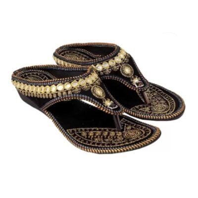 Women Ethnic Slippers for Girls Velvet Embroidery Stylish Chappal