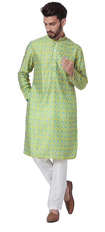 Cotton Blend Regular Fit Casual Regular Printed Long Kurta