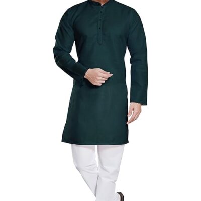 Plain Cotton Blend Linen Slim Fit Kurta Pyjama Set