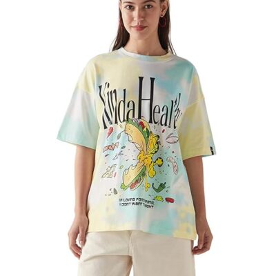 Graphic Printed Oversized Fit Half Sleeve Round Neck Cotton Jersey T-Shirt