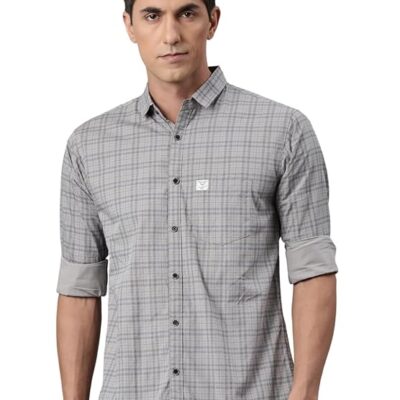 Men's Comfort Slim Fit Pure Cotton Opaque Checked Casual Shirt