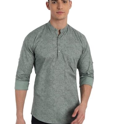 Men's Cotton Regular Fit Short Printed Designer Kurta
