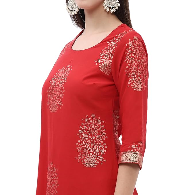 Straight Cotton Straight Kurta Palazzo Suit Set - Image 4