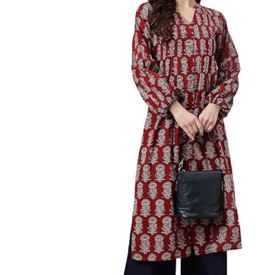 Women's Pure Cotton Floral Printed A-line Kurta