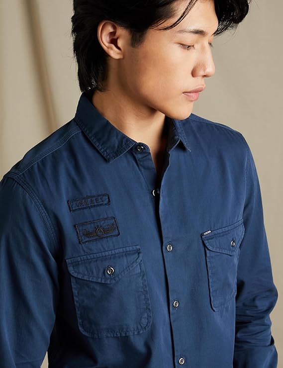 Men's Solid Double Pocket Cotton Shirt | Casual | Plain - Image 3